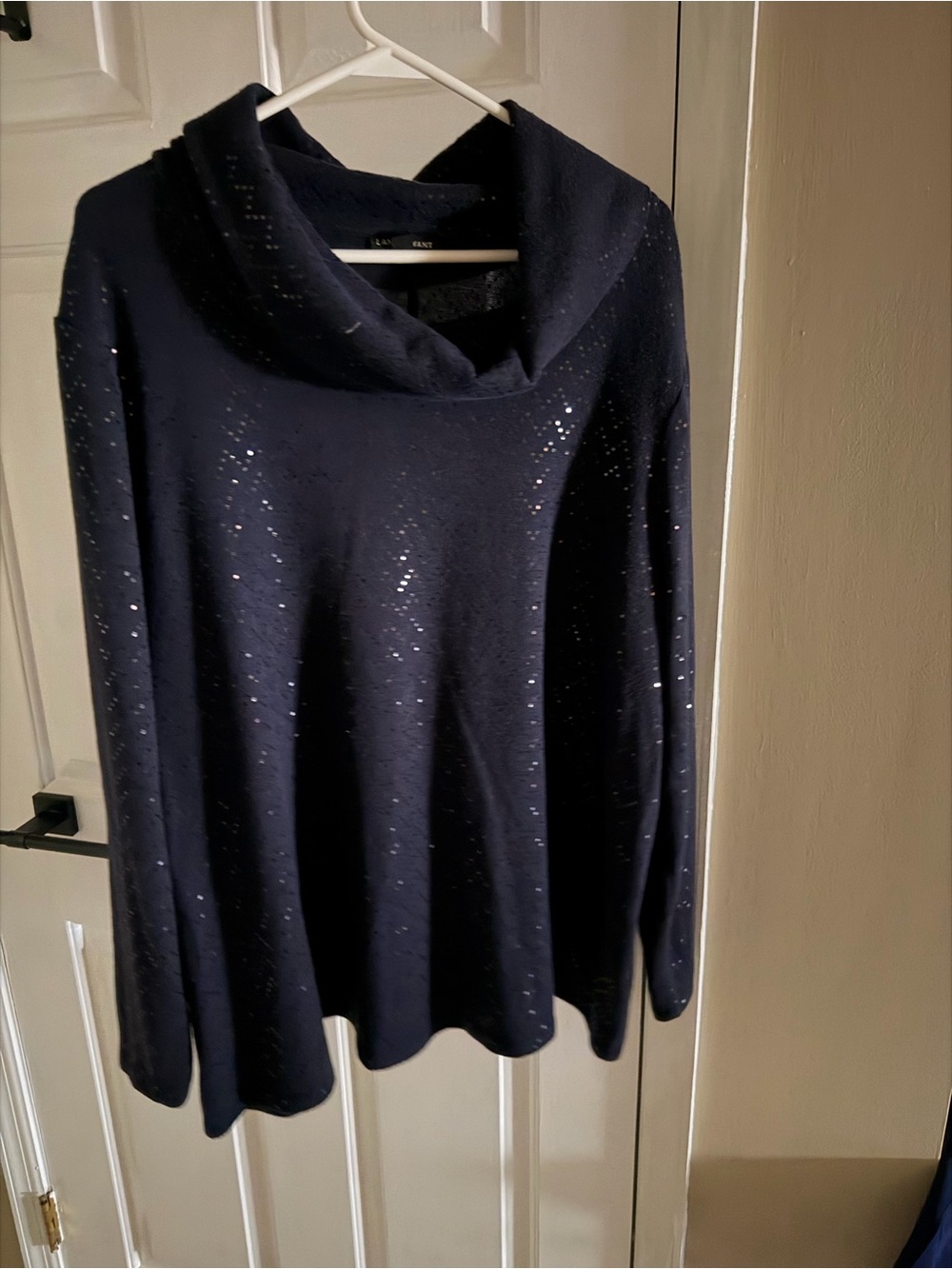 Lane Bryant Navy Sparkle Cowl Sweater